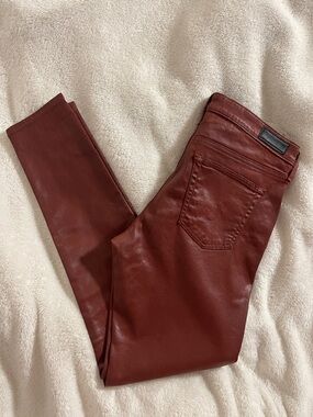 AG Adriano Goldschmied The Legging Ankle Coated Cotton Jeans - Oxblood
